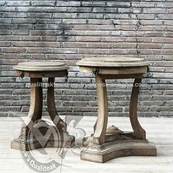 Antique French Country Side Table Pedestal Style With Distressed Finish Buy French Country Side Table Small Pedestal Table Indonesia Furniture Product On Alibaba Com