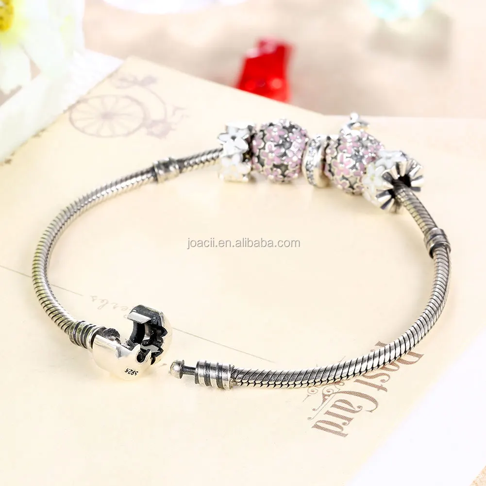 Joacii Customs Jewelry Lucky Dolphin Shape Pink Beads Bracelet S925 Sterling Silver Bracelet