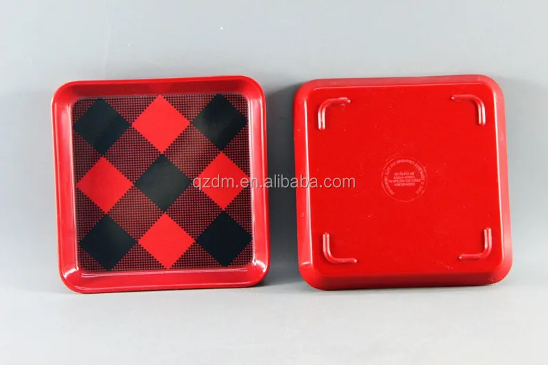 6 Inch Solid Melamine Red Square Tray Candy Tray Kids Tray