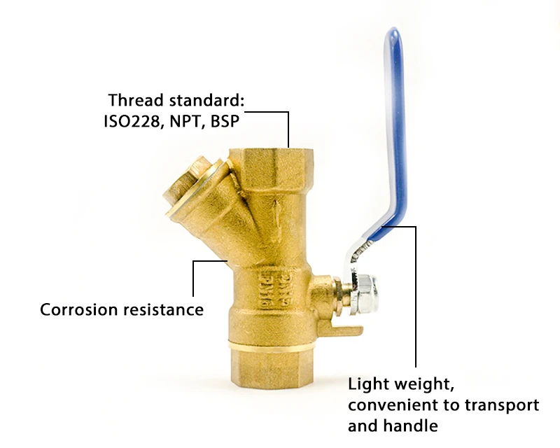 Widely Use Dn20 Npt Bsp Female Lever Handle 1 2 Inch Filter Ball Valve Brass Pipe Valve