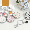 Factory Wholesale Hot Sale Creative Trend Colorful Cherry Hanging in Bag Car Pendant Keyring Metal Round Mirror KeyChain