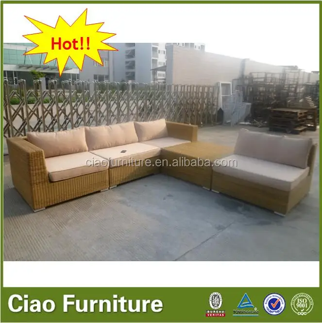 Waterproof Outdoor Furniture L Shape Synthetic Rattan Outdoor Corner