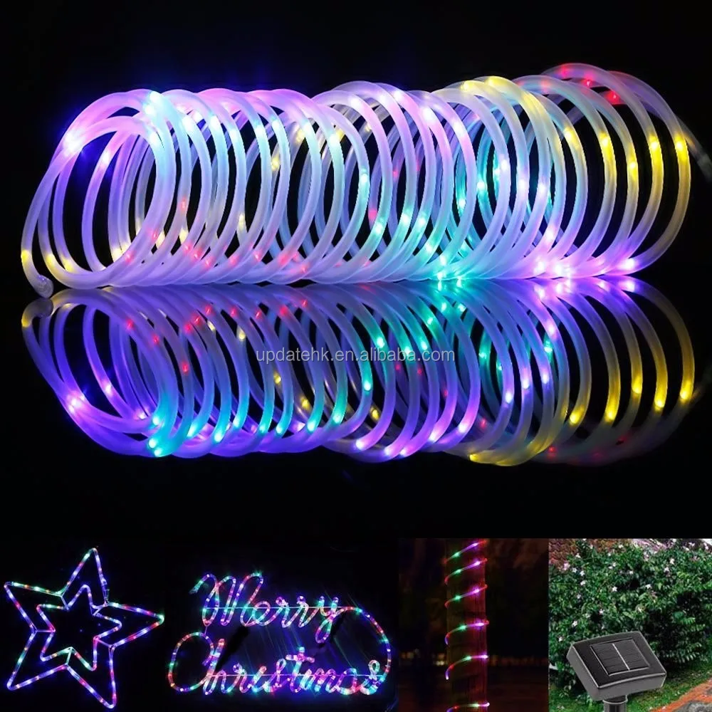 100led Solar Rgb Color Changing Led Rope Light Outdoor Holiday String Lights On