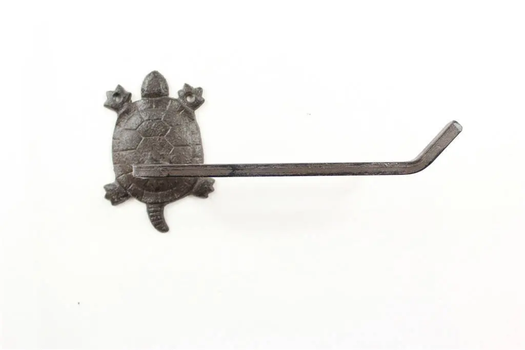 Handcrafted Nautical Decor Cast Iron Decorative Turtle Toilet Paper Holder 10" - Decorative Turtle - Coast