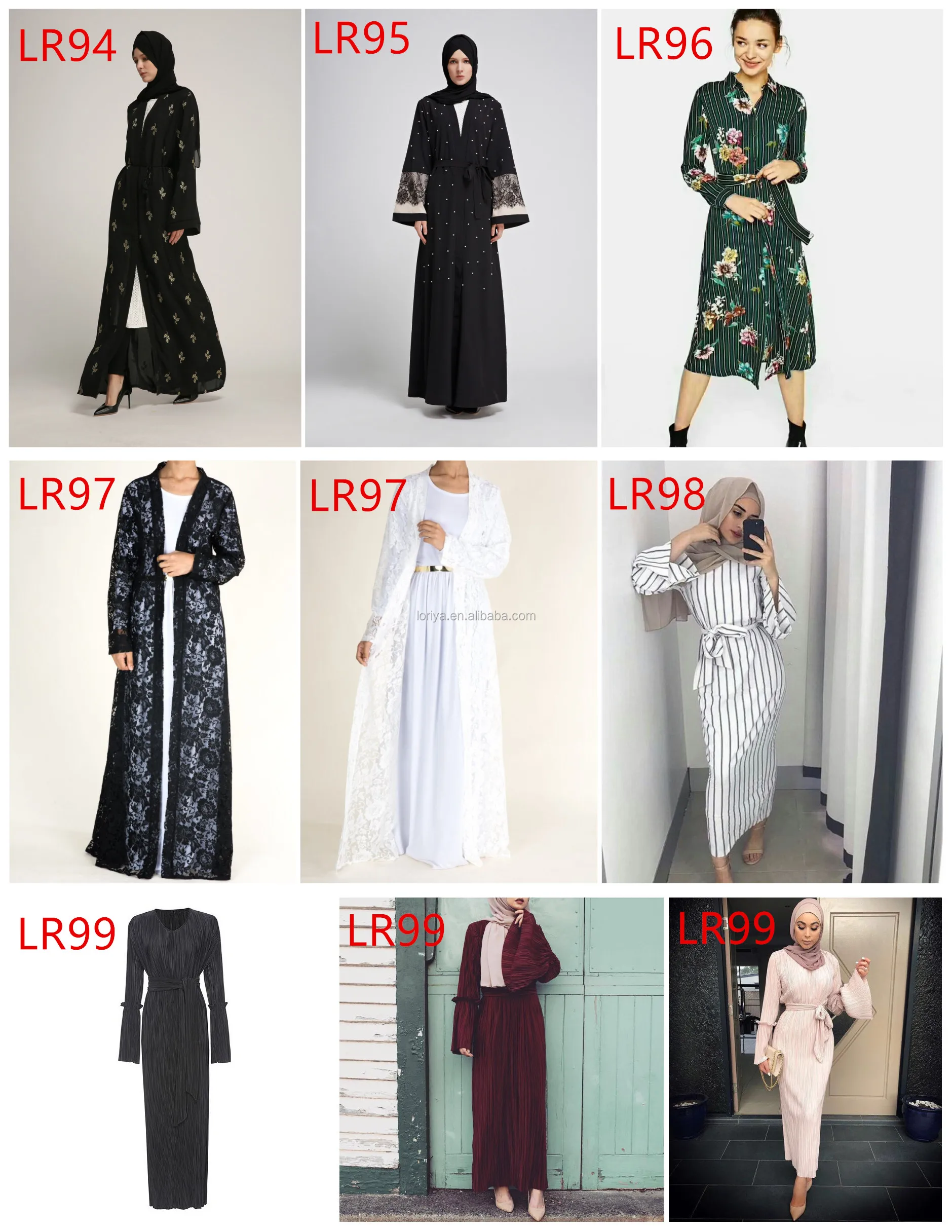 2018 New Trendy Sederhana Tali Pola Maxi Dress Turki Abaya Islamic