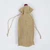 Durable Material Jute Drawstring Bag for Beer Wine Bottle Protection Packaging