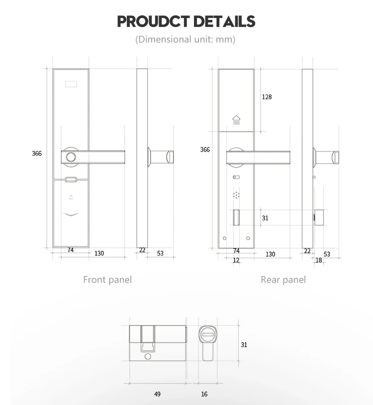 Oem Fingerprint Smart Door Lock Hotel Nfc Safe Glass Front Door