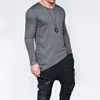 C1007A men's fashion solid color T-shirt irregularity long sleeve clothes