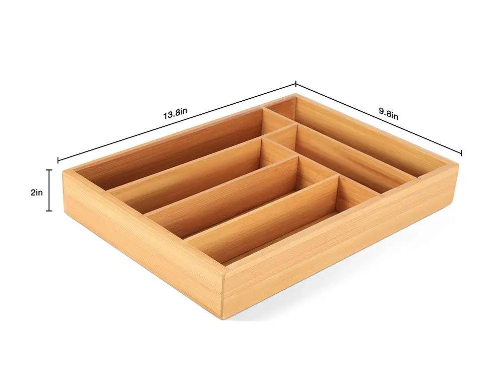 Kitchen Utensil Drawer Storage Wooden Organizer Flatware Holder Cutlery