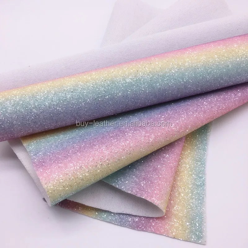 Pastel Rainbow Chunky Glitter Fabric For Hair Bows Bags Diy Material