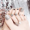 TZ-J25 Wholesale Long Lasting Waterproof 3D Rhinestone Artificial 24pcs Toe Nail Tips for foot