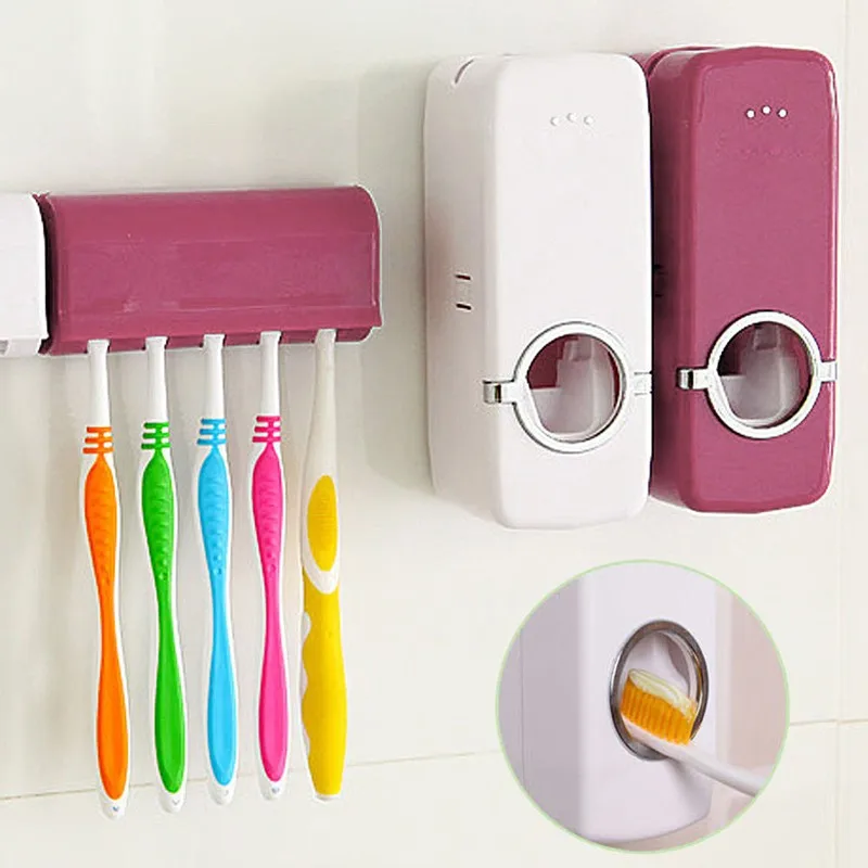Porte-brosse à dents multifonction avec distributeur de dentifrice intégré 2 tasses