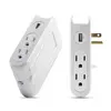 LED Sensor Night light Socket Extender with 4 AC Outlet Dual USB Charging Port and Cell Phone Holder