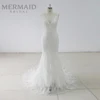 luxury backless heavy beaded mermaid feather wedding dress