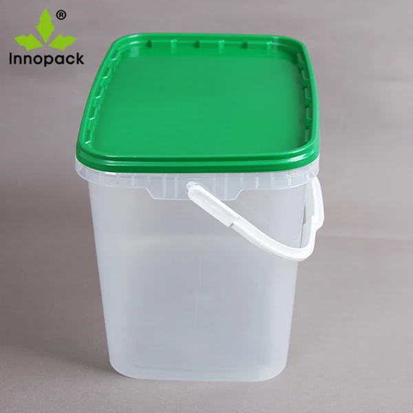 White / Clear Rectangular 9l Plastic Bucket With Lid And Plastic Handle