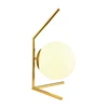 Brass Linear Frame Modern Table Lamp with White Globe Glass Shade
