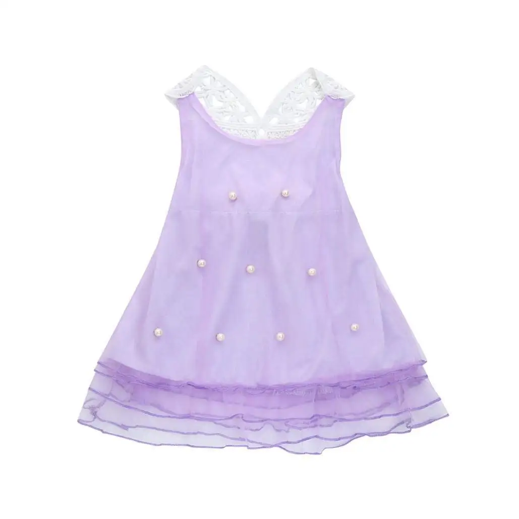 TiTCool Little Girls Party Dresses, Pageant Pearl Lace mesh Tutu Skirt Princess Sleeveless Dress
