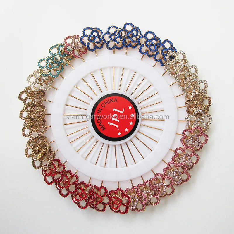bijoux designer button blue hijab brooch