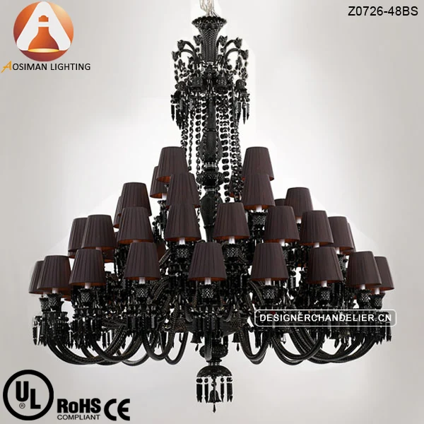 48 Lamp Baccarat Large Black Crystal Chandelier With Lampshade 48 Lamp Baccarat Large Black Crystal Chandelier With Lampshade On