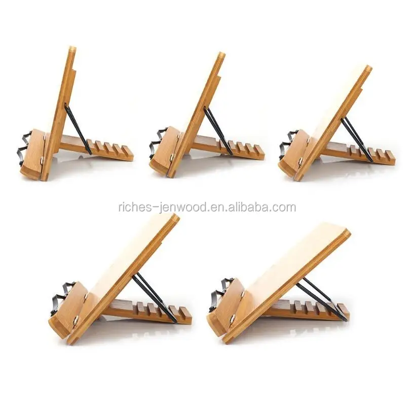 Bamboo adjustable cookbook stand Music Books Tablet Cook Recipe Stands