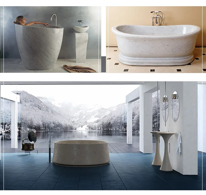 High Quality Freestanding Whirlpool Natural Marble Stone Bathtub For
