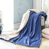 Custom Design winter fleece adult bed throws 100 polyester blanket 2 ply With Super Soft Velvet And Sherpa Fabric
