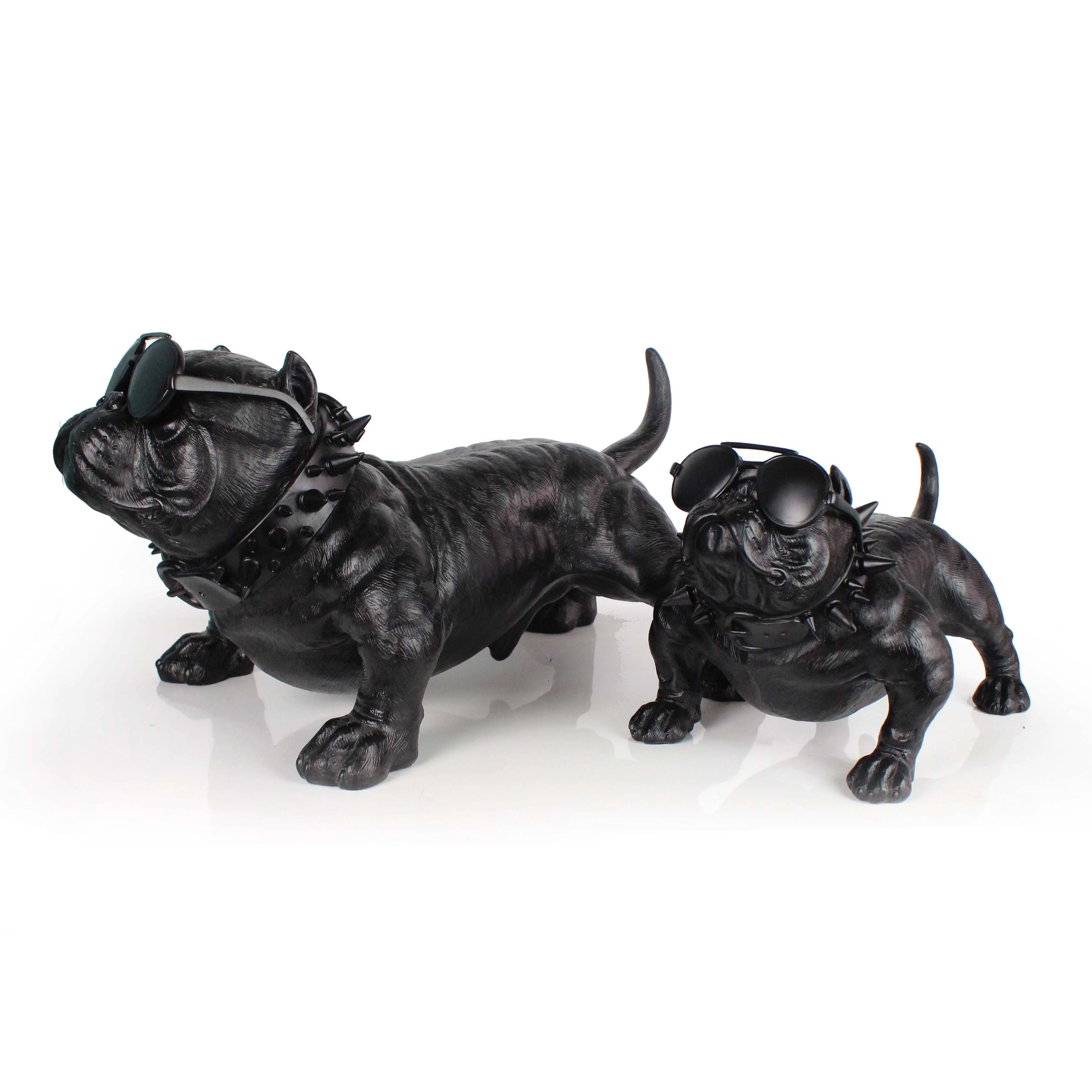 Resin Black Dog French Bulldog Statue with Sunglasses Home Decor supplier