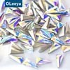 New Glass Flatback Nails Gemstones 4x7mm Crystal AB Long Triangle Stone K9 Fancy Nail Rhinestone Designs Nail Art Decoration