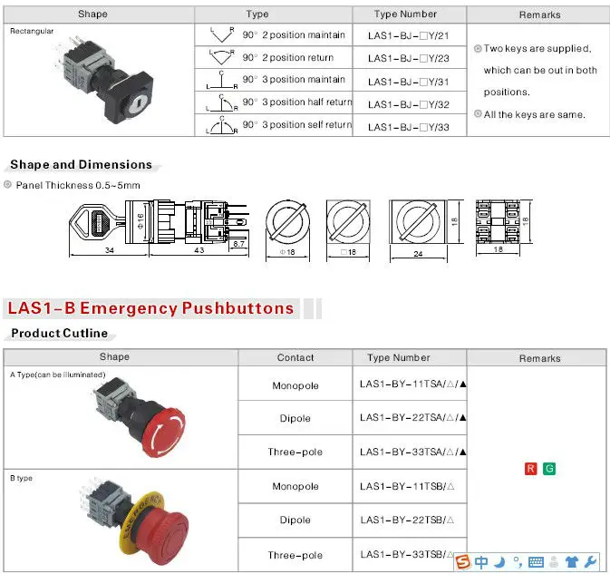 Onpow Waterproof Electrical Push Button Switch(las1b Series,Dia.22mm