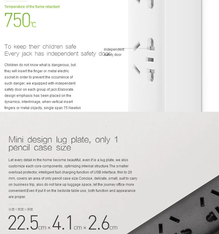 100 Original Xiaomi Powerstrip Outlet Socket 3 Usb Standard Extension