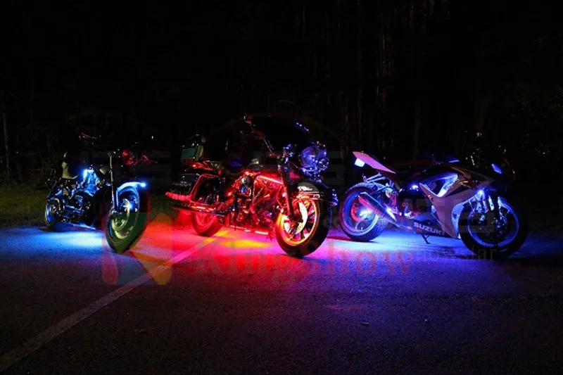 6strips +6pod Motorcycle LED Light Kits Multi-Color Accent Neon Lights Lamp Flexible with Remote Controller for motorcycle