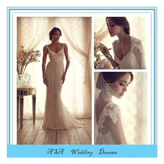 Latest Western Style Lace Sexy Wedding Dress Appliqued Wedding