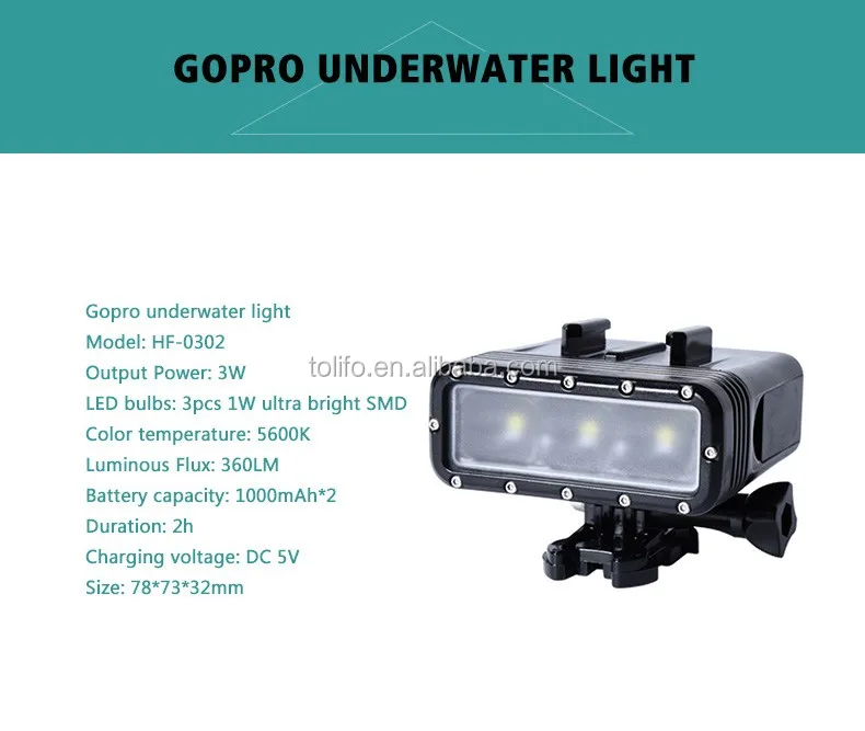 Guangdong Factory Tolifo Battery Operated HF0302 Professional Underwater LED Diving Video Light