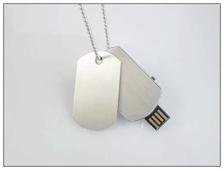 8GB 16GB 32GB Metal Dog Tag Necklace Pendrive USB Flash Drive Memory Thumb Stick