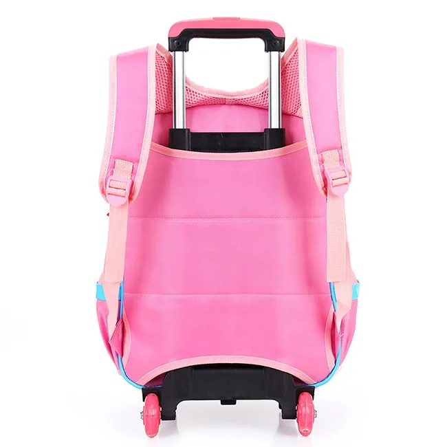 Customized Girls Removable School Bag Trolley Backpack Kids Wheel