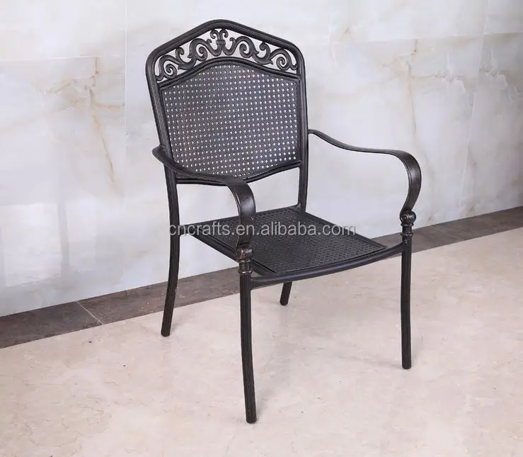 Cast Aluminum Iron Mesh Outdoor Garden Patio Dining Chairs With Cast Aluminum Iron Mesh Outdoor Garden