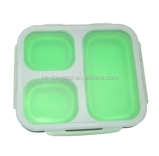 New develop amazon hot selling collapsible silicone folding lunch box