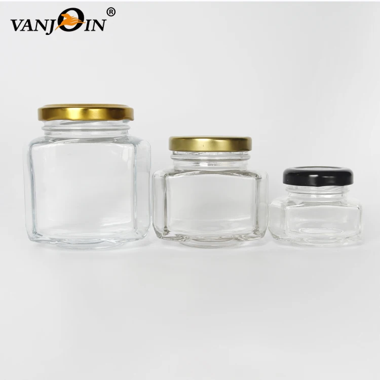 Wholesale 45ml 110ml 190ml Oval Hexagon Glass Honey Jars With Twist Lids For Jam Food Buy