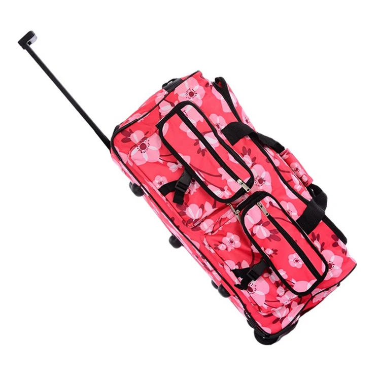 Sublimation Flower Multi Pocket Trolley Weekend Weekender Travel Bag