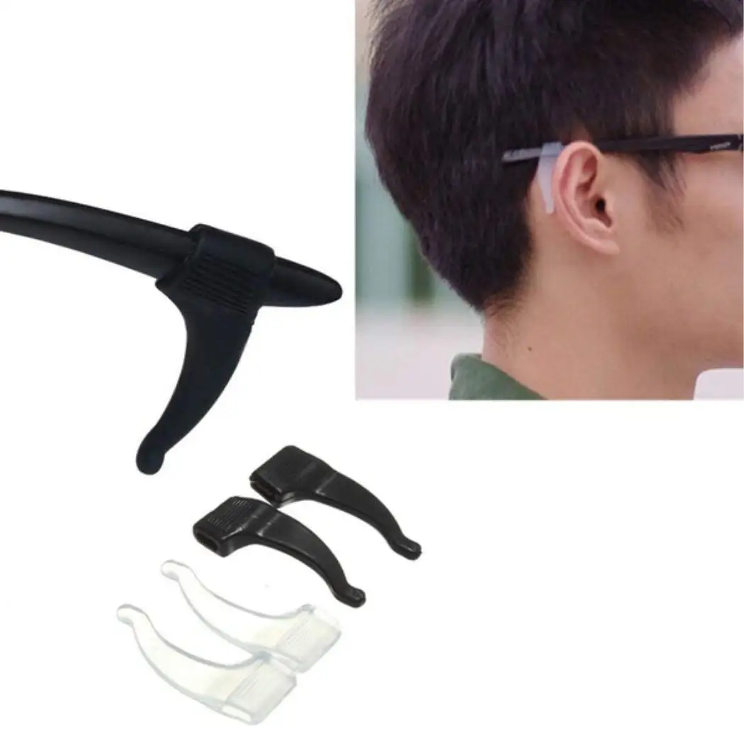 KaiKBax 4 Pairs Glasses Holder Strap - Eyeglass Grip Ear Hook-Comfortable Silicone Anti-slip Holder for Glasses-Eyeglass Temple Tip 4Pairs Black