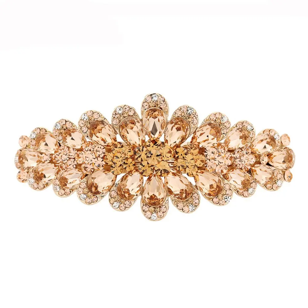 Scala New Fashion Hair High-end Hand-made Diamond Clip Spring Clips Jewelry Women Flowers Crystal Hair Clips Hairpins For Hair Accessorries (Champagne)
