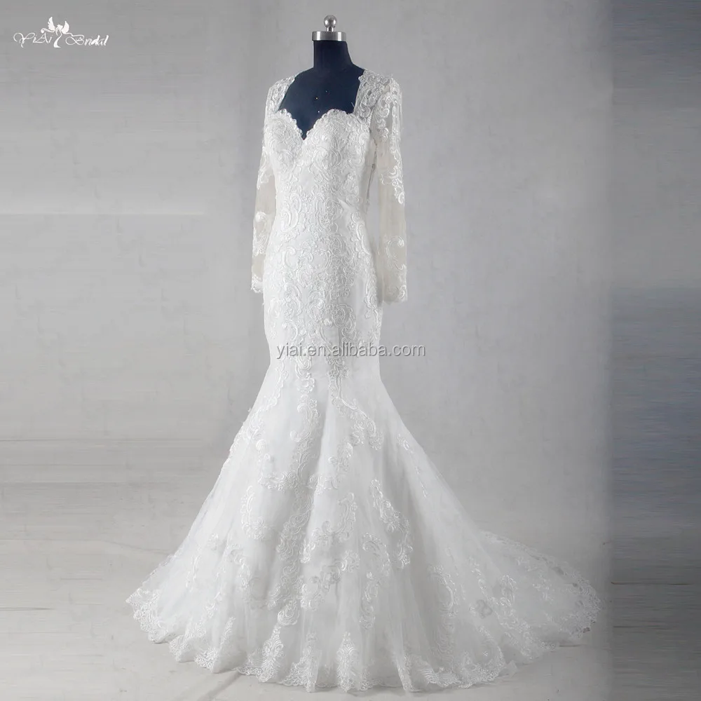 Rsw8 Factory Price Illusion Back Bridal Dress Long Sleeve ...