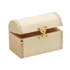 Unfinished Treasure Chest Style Hinged Wood Box
