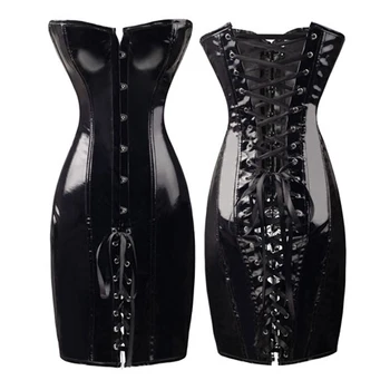 black shiny leather dress