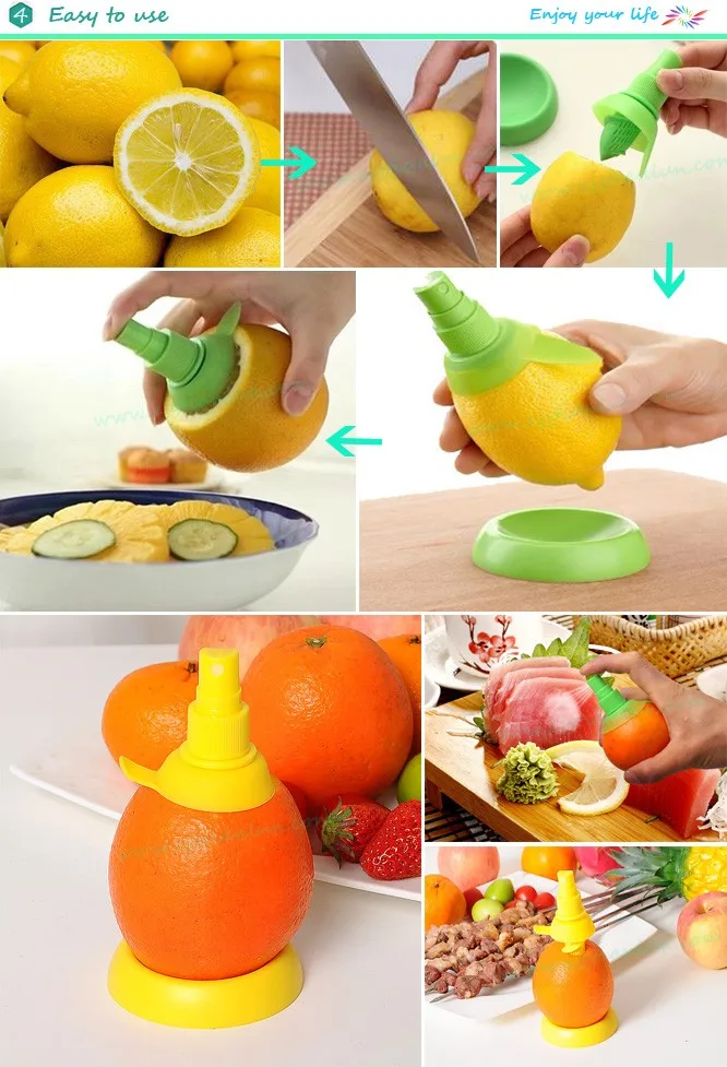 2pcs cuisine orange citron pulvérisateur jus extracteur juicer lemon fruit pulvérisation outil