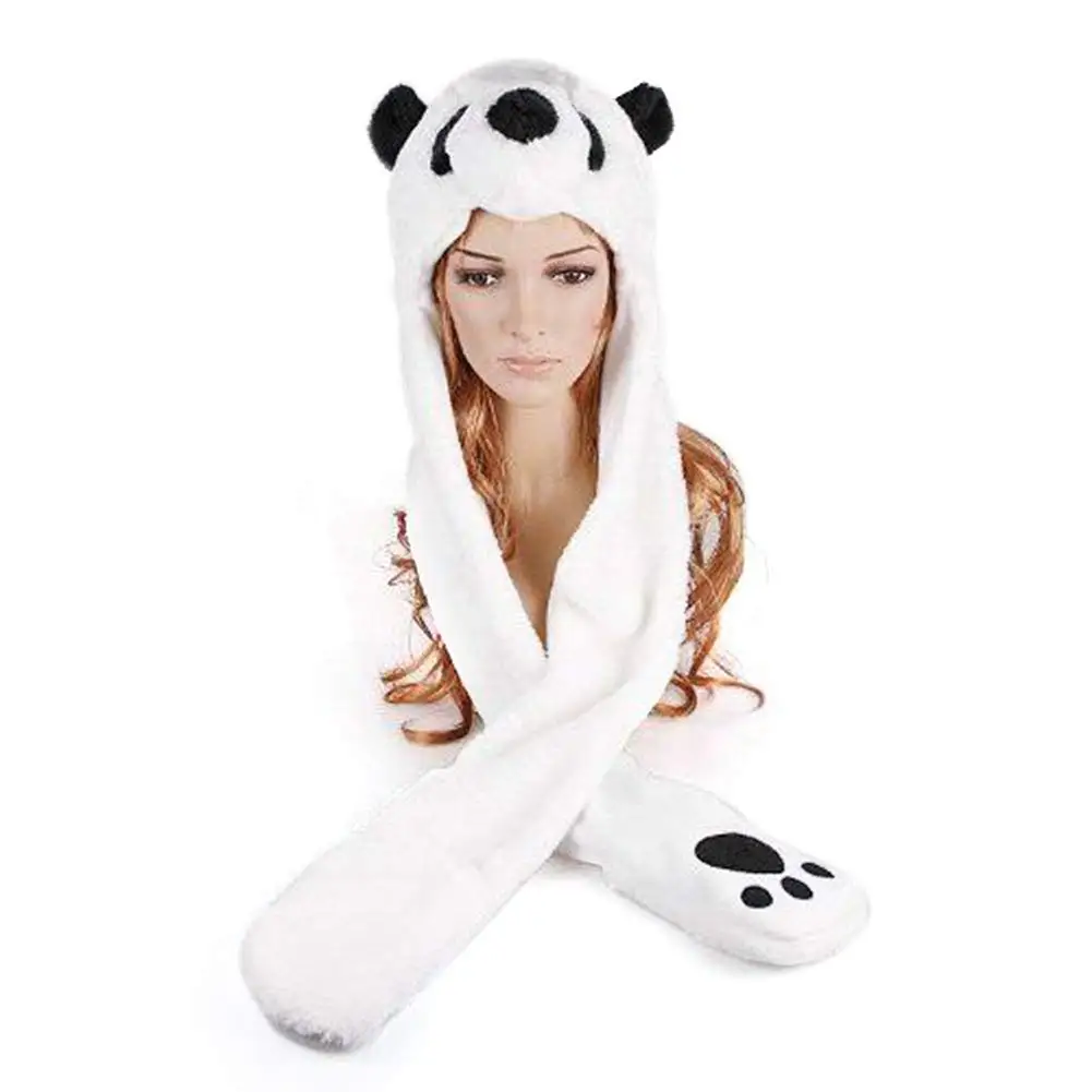 Warm Winter Scarf And Mittens TopTie Soft Fleece Lined Long Animal Hat Brown Bear
