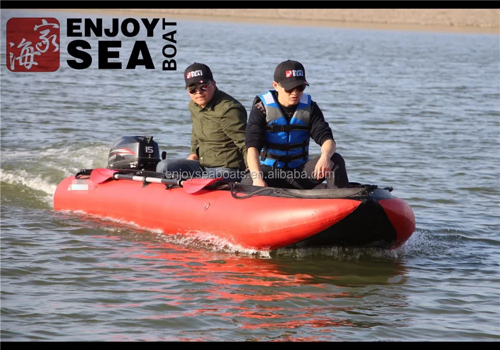 Cheap Marine Grade Red Inflatable Fishing Kayak Boat With Outside Motor