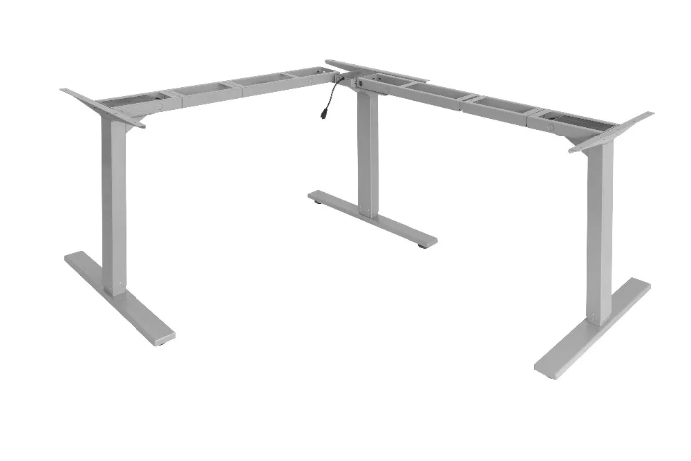 Electric Height Adjustable Desk Executive Corner Desk With Grey Powder