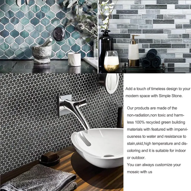 Bán buôn vát cạnh 3D Mô Hình TỰ LÀM cổ thủy tinh mosaic cho tường văn hóa trang trí