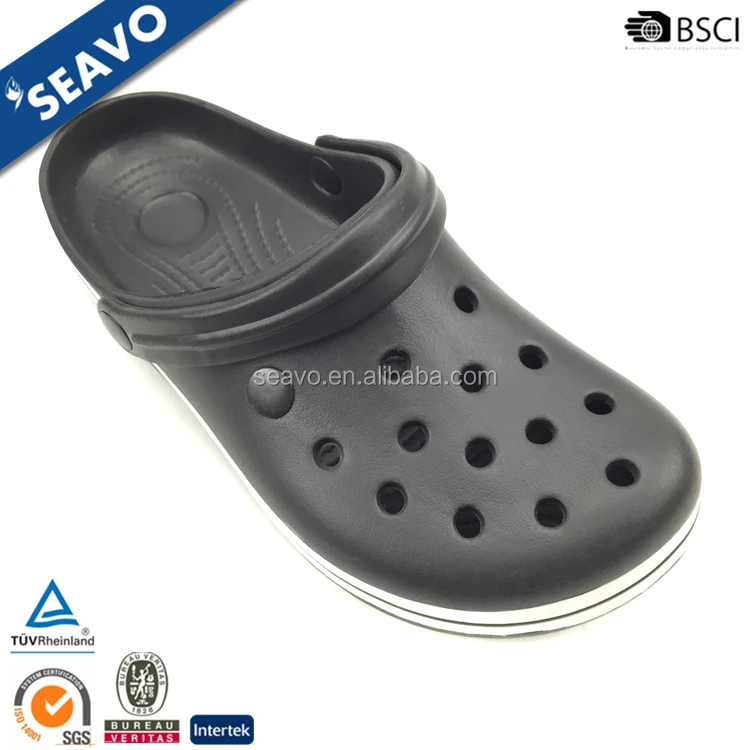 SEAVO 2016 classic white side line adorn cheap black men outdoor eva clogs shoes